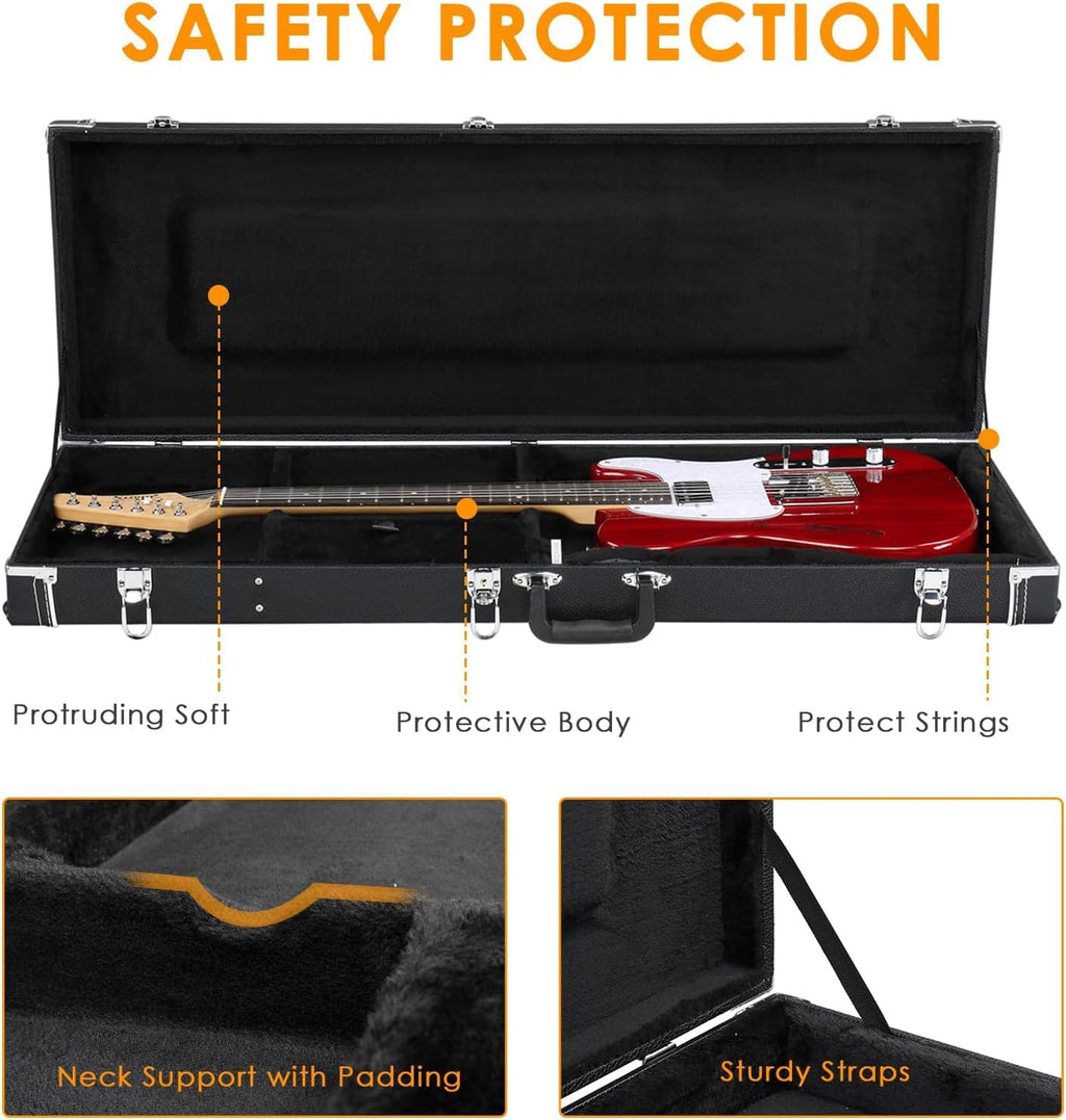 39-Inch Electric Guitar Hard Case with Thickened Padding, Black Y956018