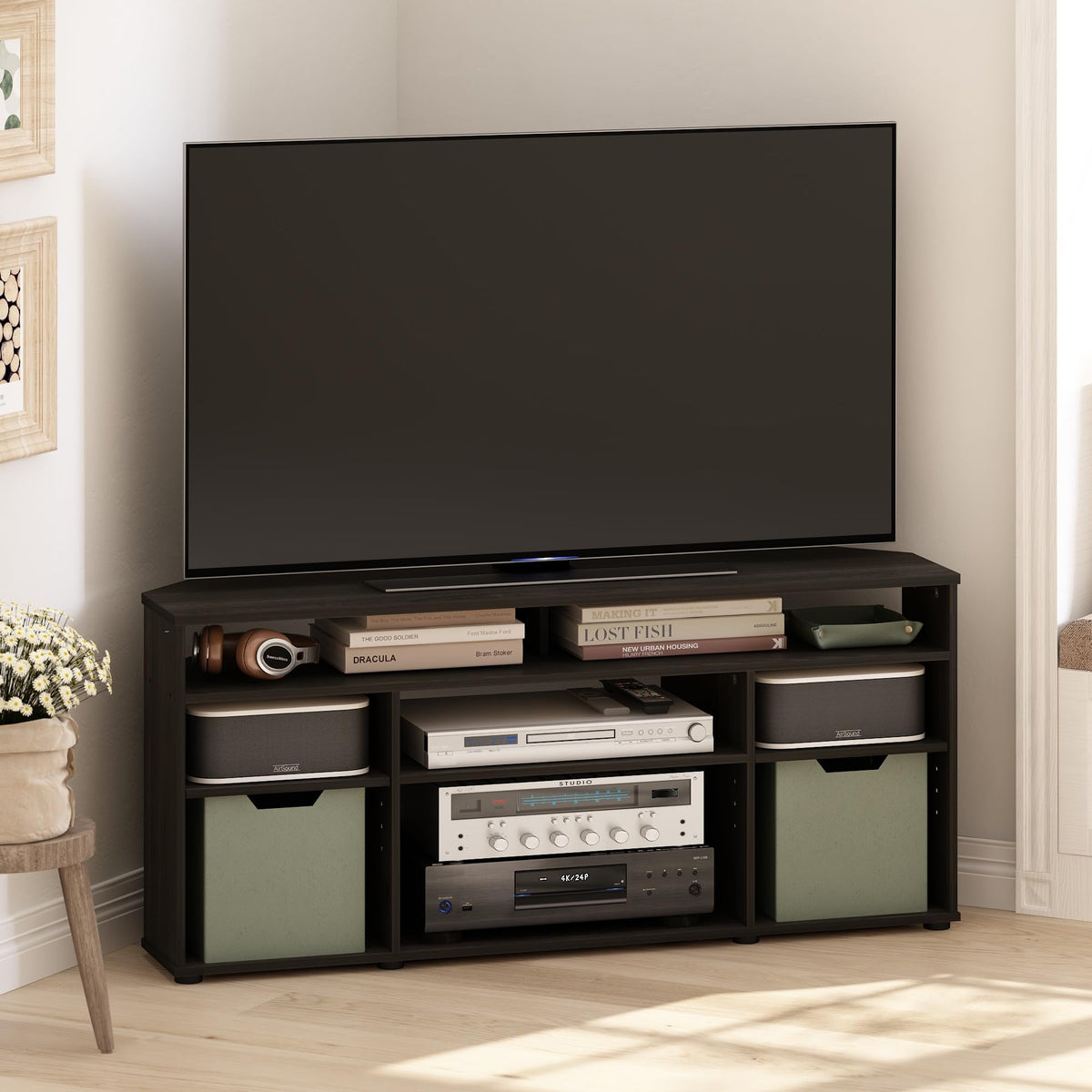 4-Tier Corner TV Stand with Storage Shelf B414769