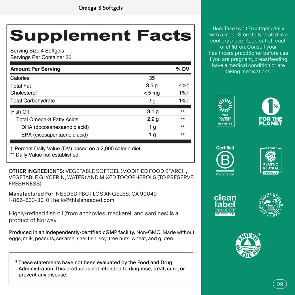 Prenatal Omega-3 Fish Oil 1000mg DHA 1000mg EPA Gelatin-Free Softgel M2940