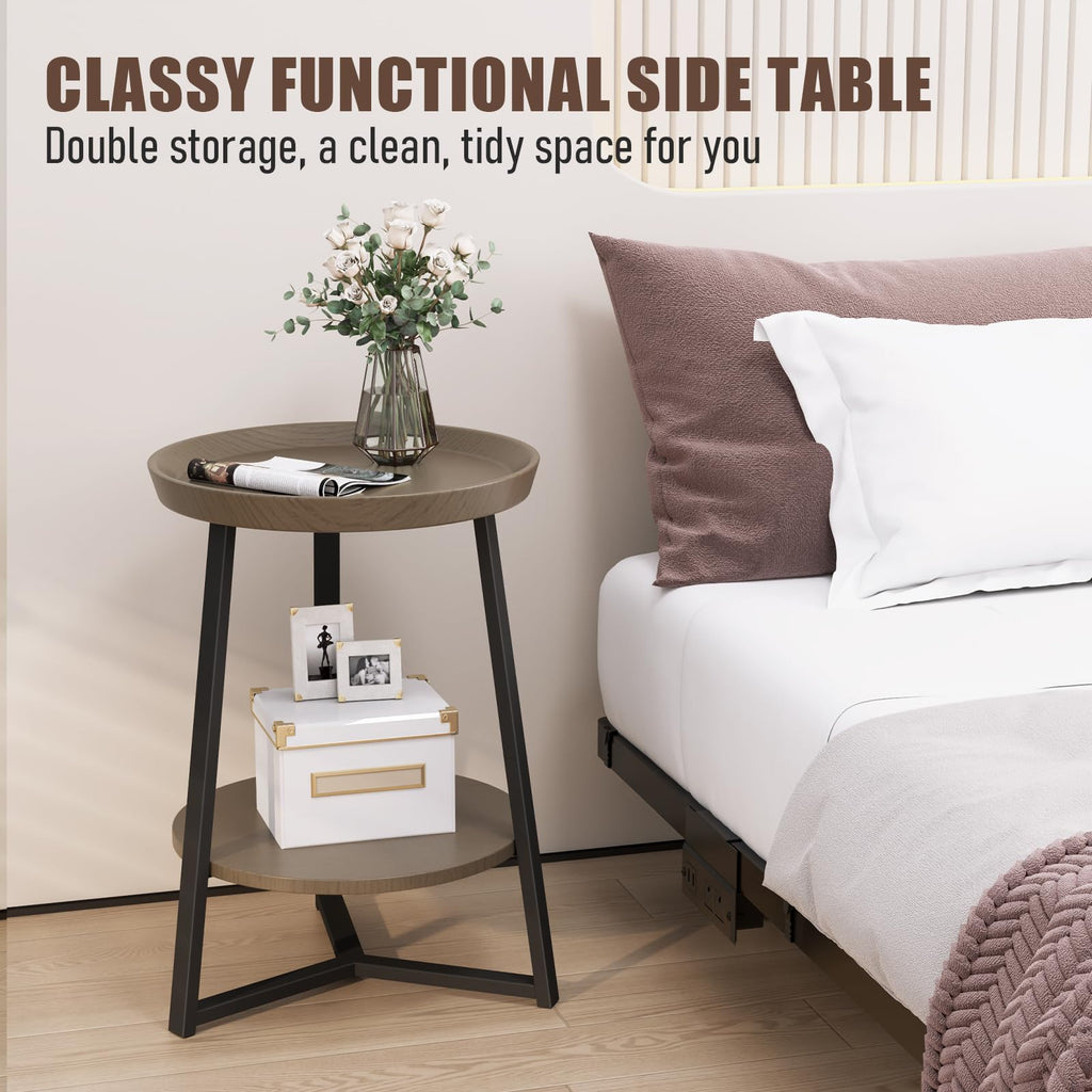 Round 2 Tier End Table with Storage Shelf Q862571