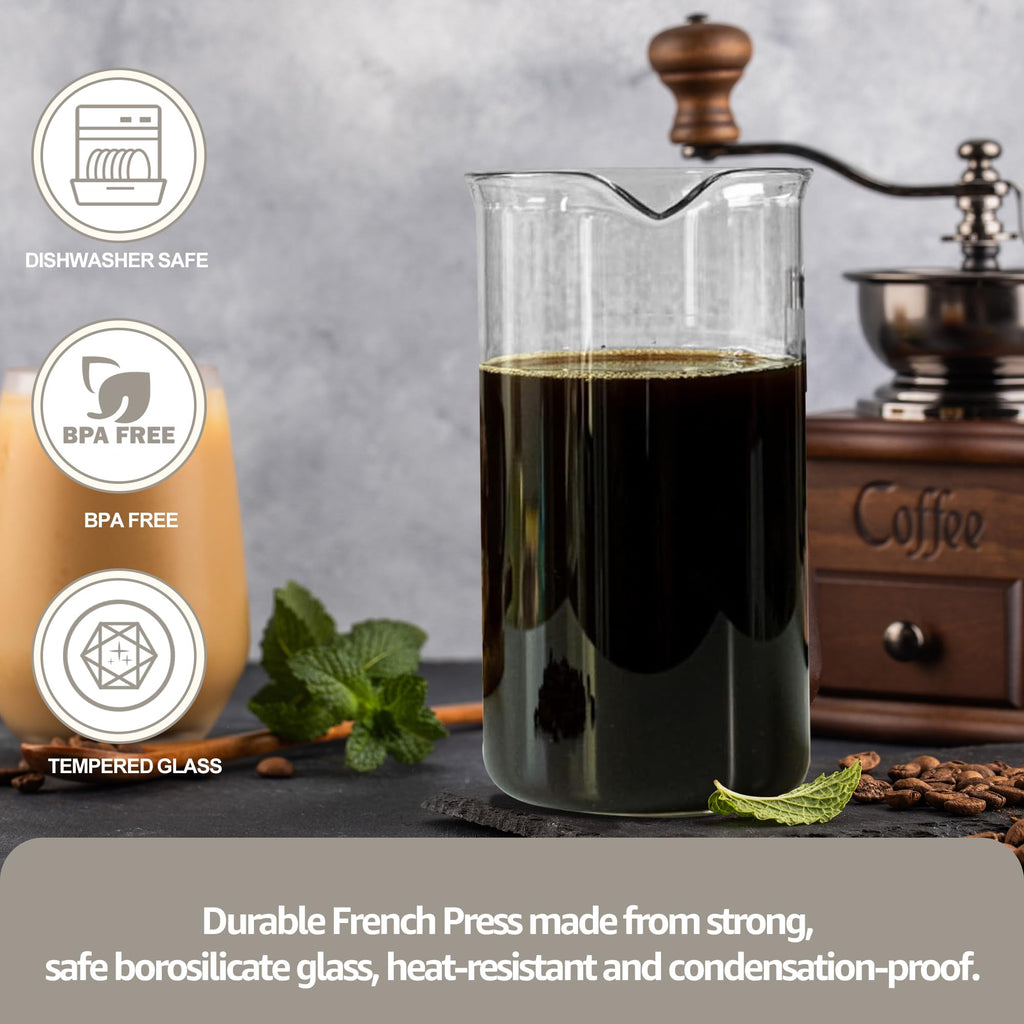 Glass French Press Replacement, 34 Ounce, Dishwasher Safe K4386