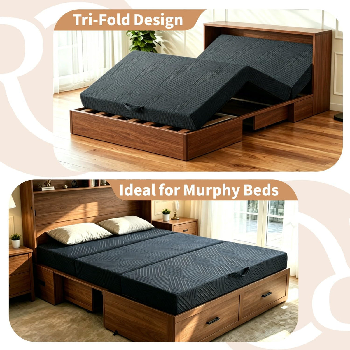 6 Inch Queen Tri-fold Memory Foam Mattress with Storage Bag B211196