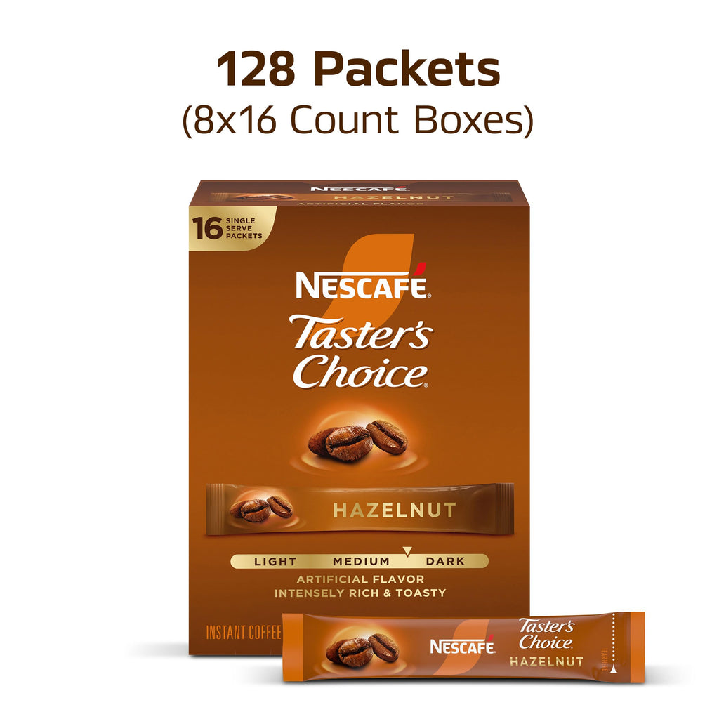 Hazelnut Flavored Coffee 8 Boxes 128 Packets Q82119
