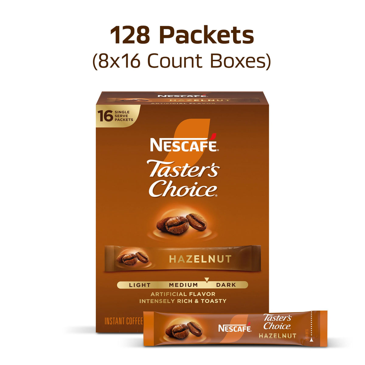 Hazelnut Flavored Coffee 8 Boxes 128 Packets Q82119