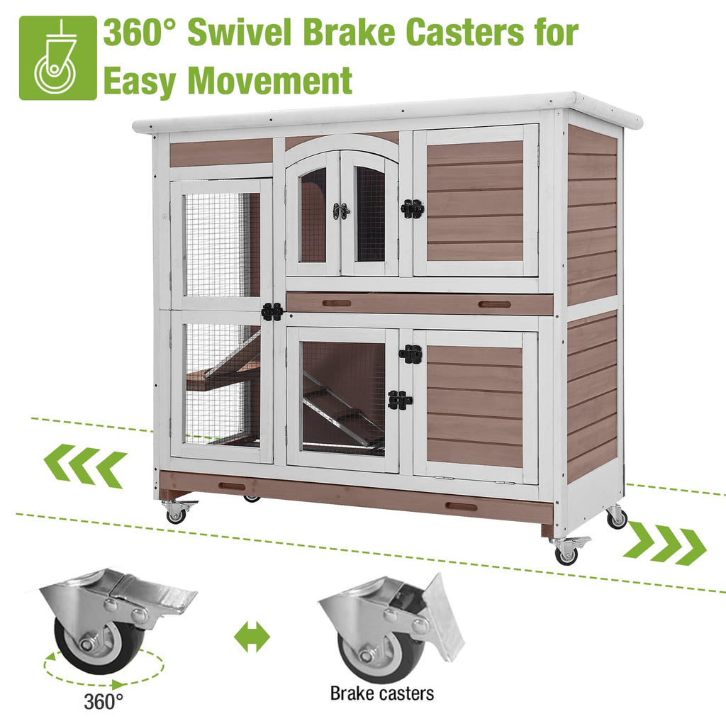 Two-Story Rabbit Hutch with Wheels F59845