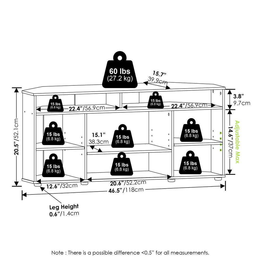 4-Tier Corner TV Stand with Storage Shelf B414769