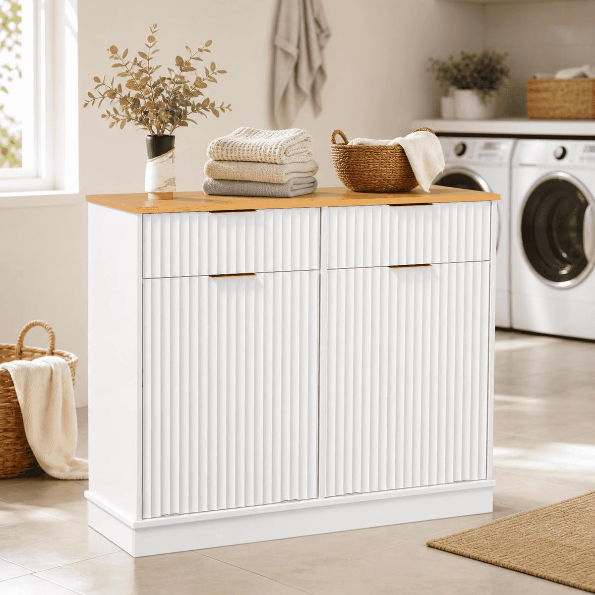White Double Tilt Out Trash Can Cabinet K513582