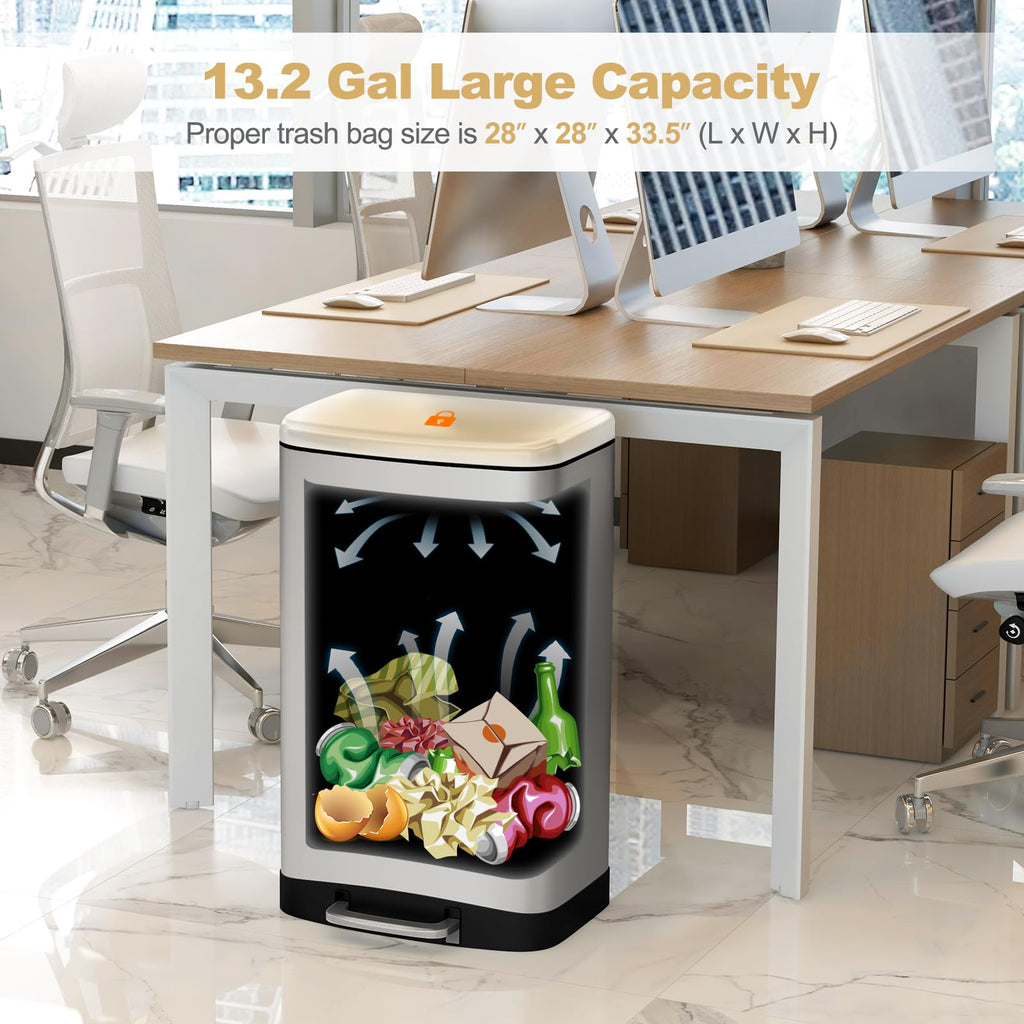 13.2 Gal Stainless Steel Step-on Trash Can E820238