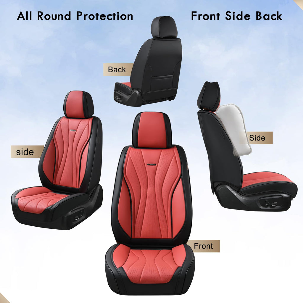 Black Red 2 Pack Leather Car Seat Covers U8688