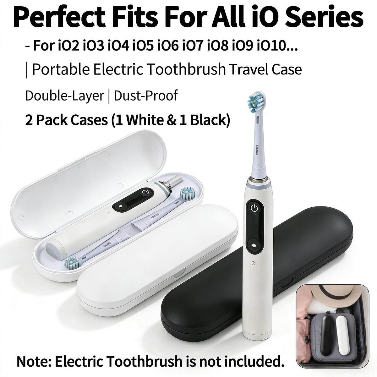 2 Pack Plastic Electric Toothbrush Travel Case A367