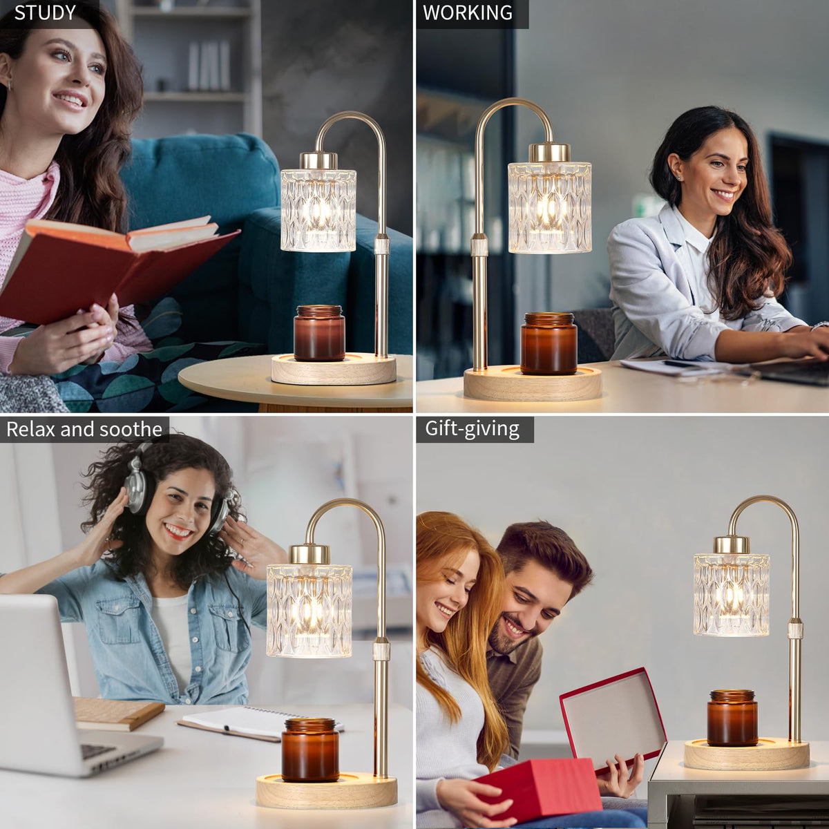 Gold Candle Warmer Lamp with Dimmer and Timer V17220