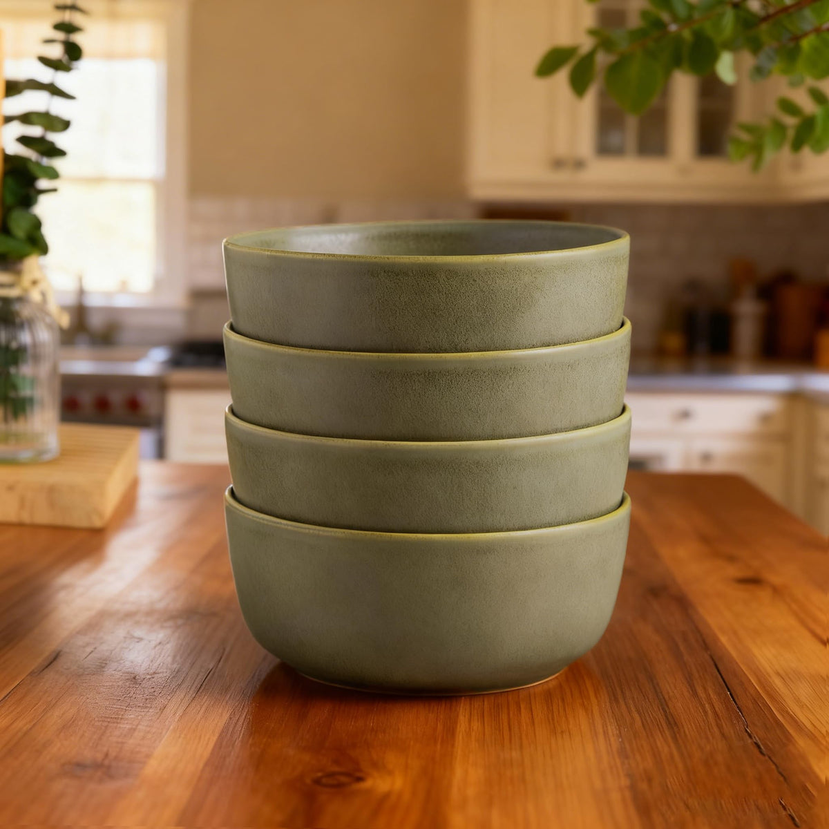 Stoneware Cereal Bowls Set of 4, 26oz Ceramic Bowls L196097