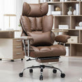 Big and Tall Brown PU Leather Office Chair with Lumbar Support U24491