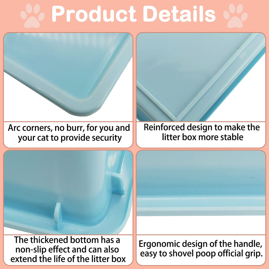 Medium Open Cat Litter Box with Scoop, Non-Stick Plastic, 15 x 11 x 4 Inches M87583