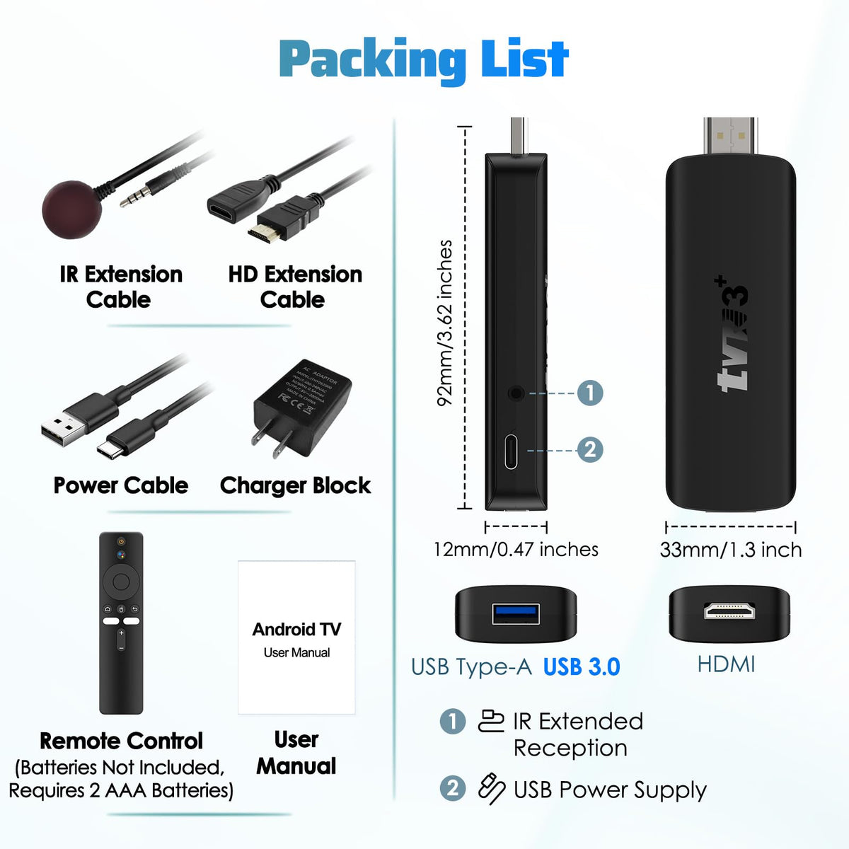 Android 14.0 TV Stick 2GB RAM 16GB ROM 4K WiFi 6 T998110
