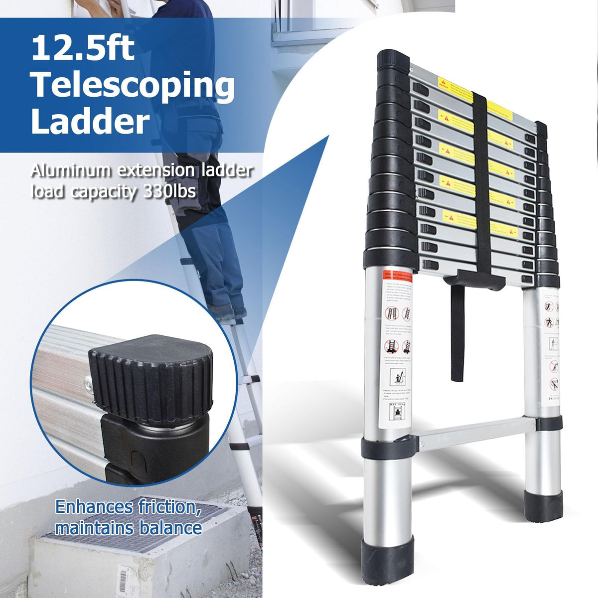 12.5 FT Aluminum Telescoping Ladder U8721