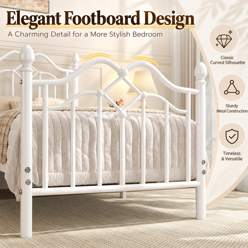 Twin Size Bed Frame with Victorian Headboard & Footboard A658562