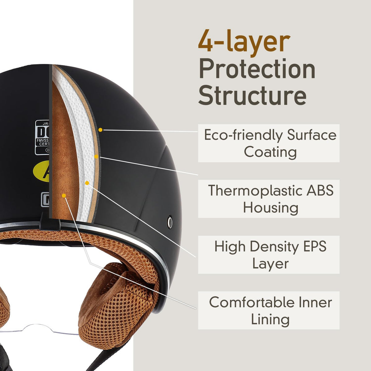 3/4 Open Face Motorcycle Helmet Dual Visors DOT Approved Y27807