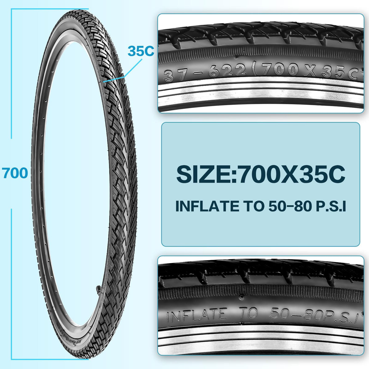 Foldable Road Bike Tires and Inner Tubes 2-Pack M662923