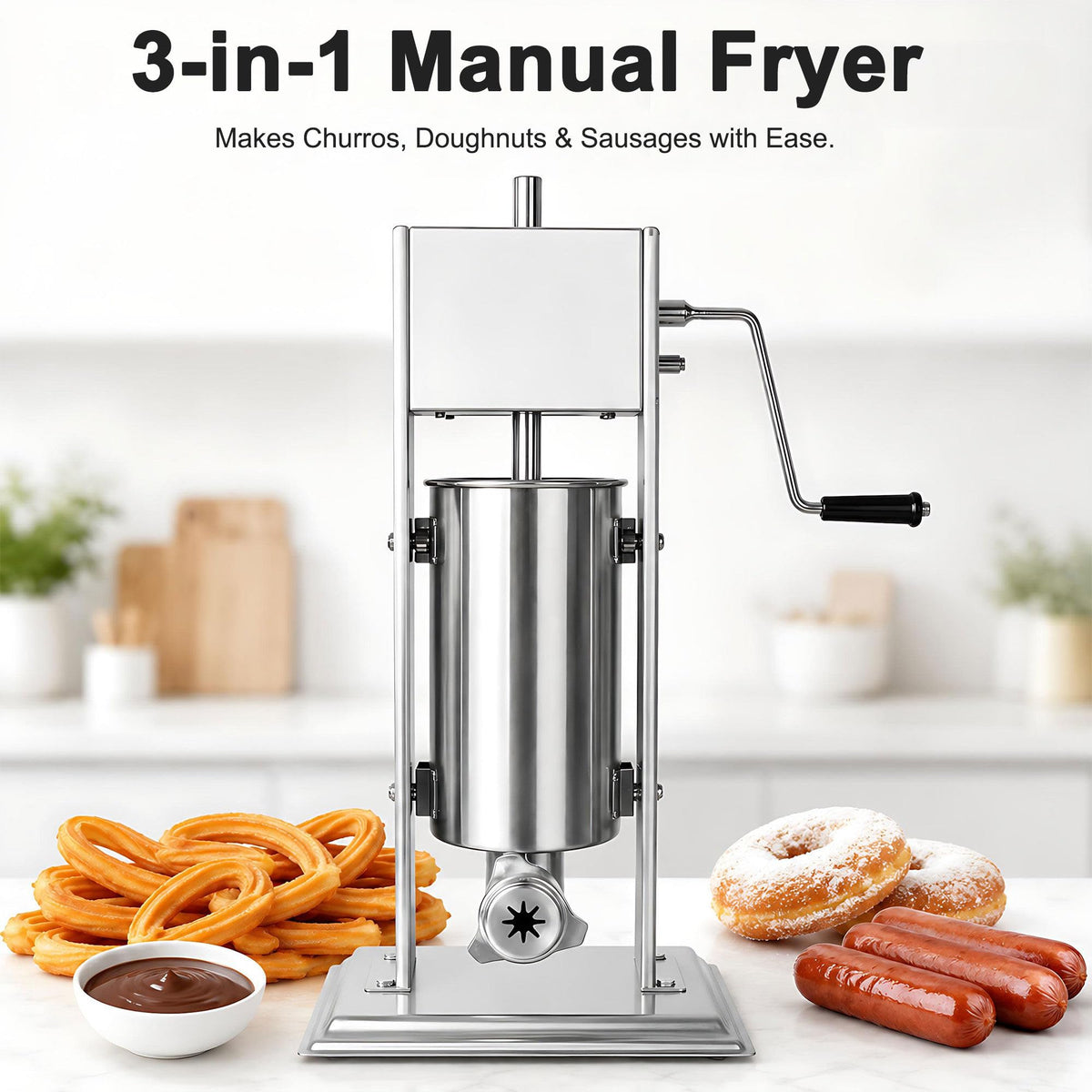 Vertical Manual Churro Extruder with 6-Shape Nozzle Kit L5313