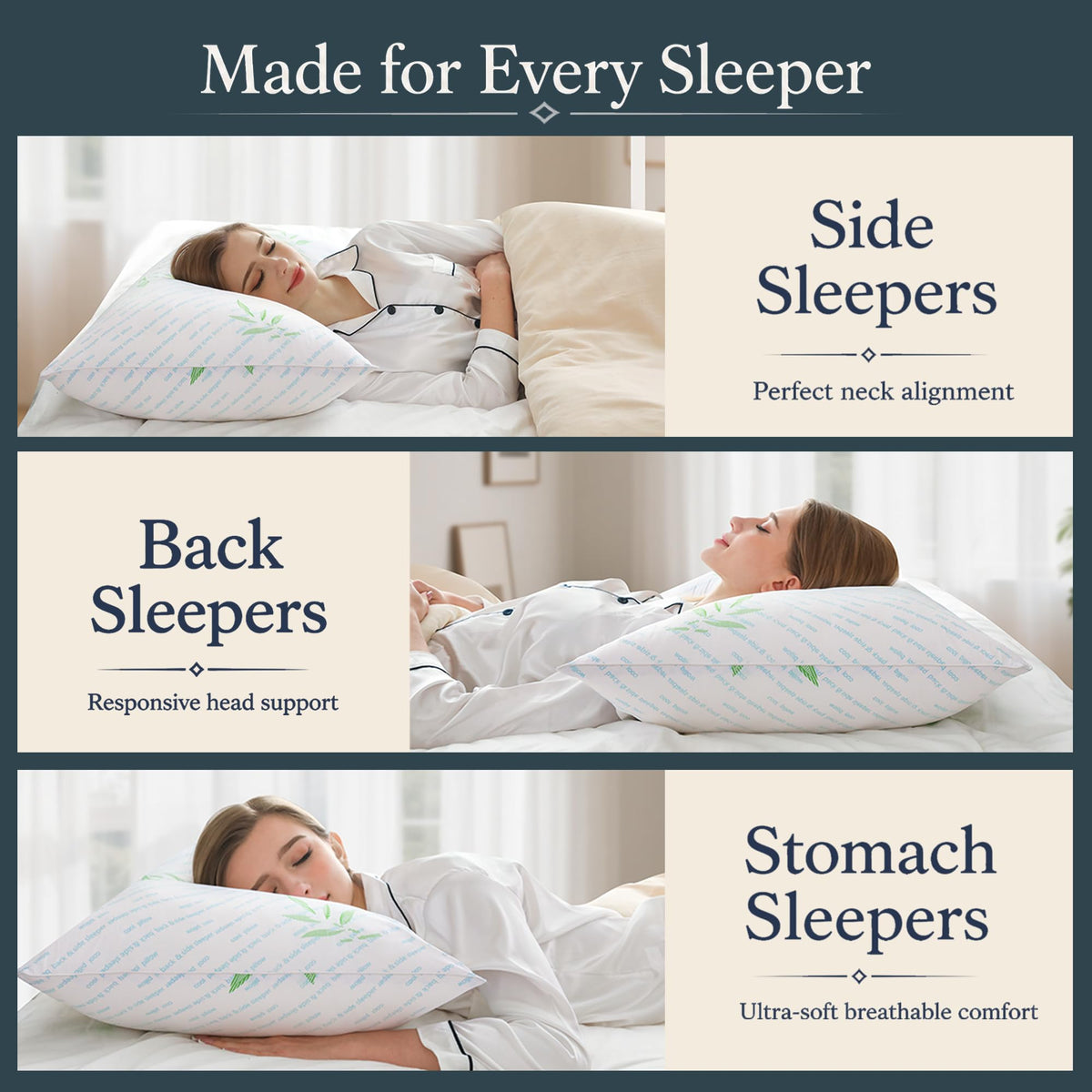 King Size Set of 2 Cooling Hybrid Bed Pillows V57850