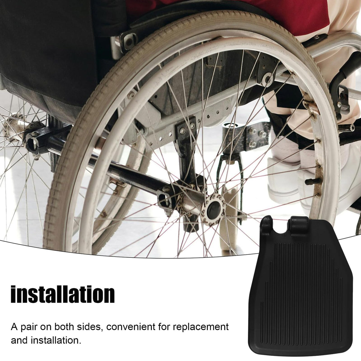 Black Plastic Wheelchair Footplates Replacement Pair M2087