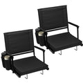 2 Packs Foldable Stadium Seats with Adjustable Backrest and Cup Holders Black S35650