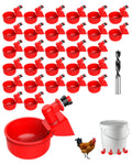 30 Packs Large Automatic Poultry Water Feeder Cups with Tee Fittings T5248