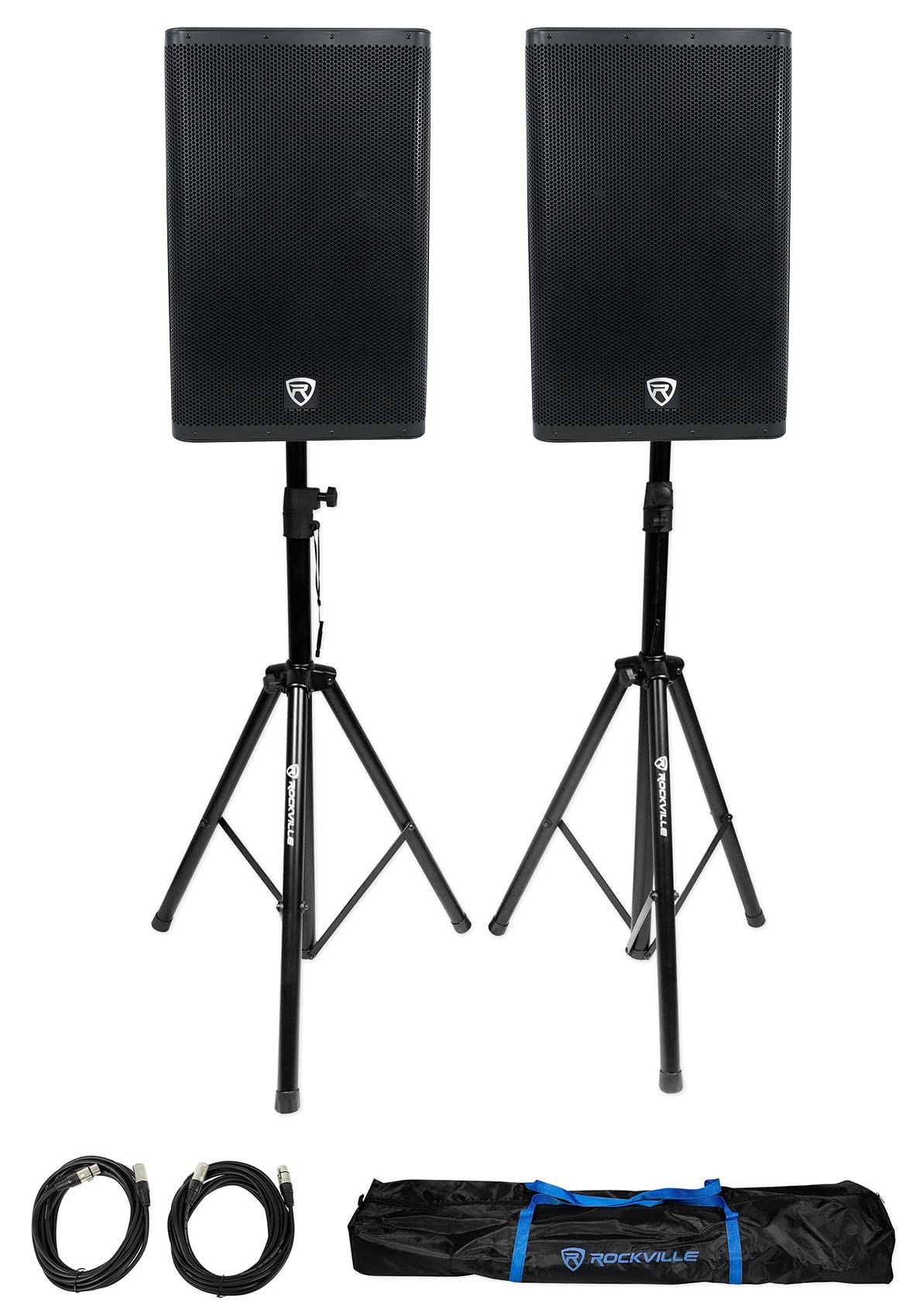 15" Powered Active DJ PA Speaker Pair with Stands E276150
