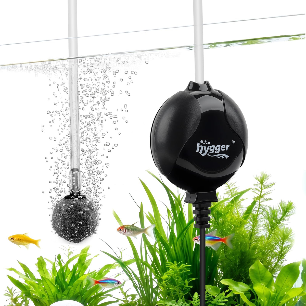Quiet Mini Aquarium Air Pump 1.5 Watt with Air Stone Black I6423