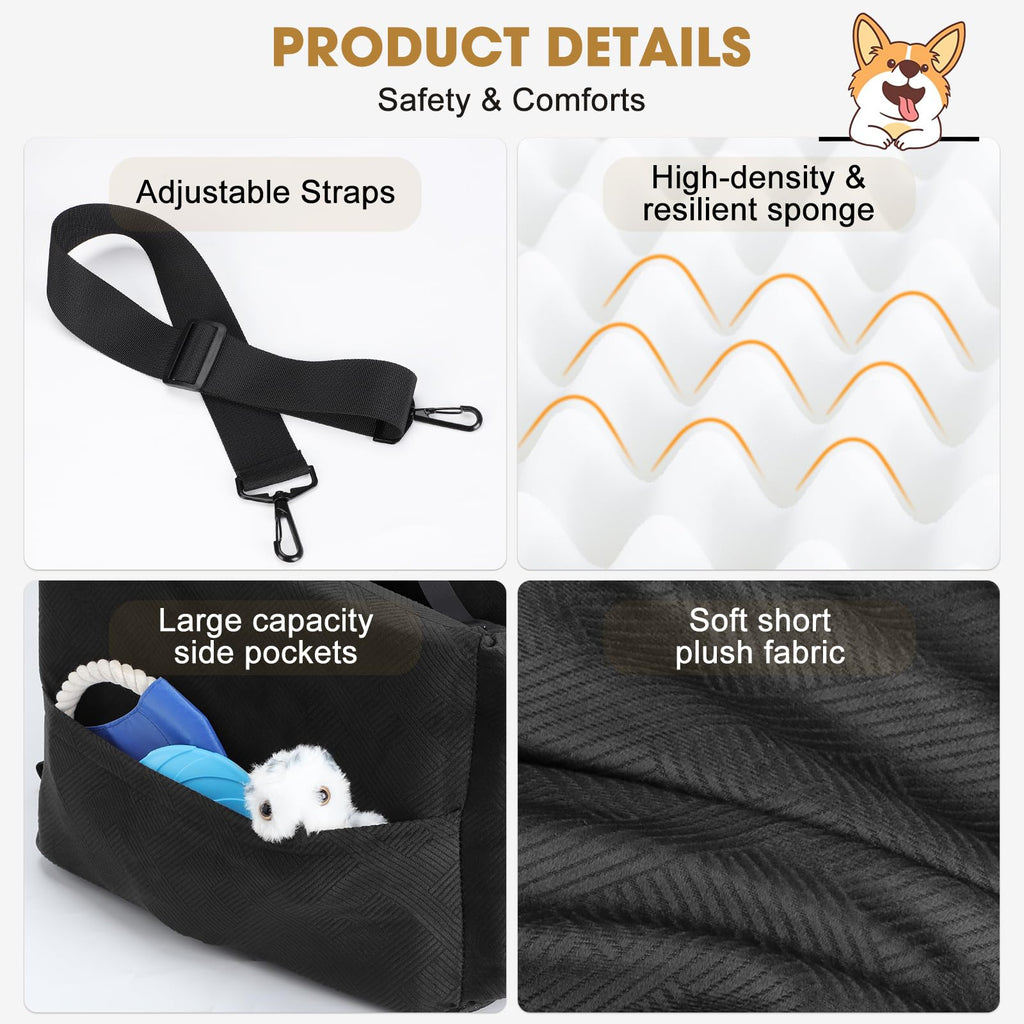 Dog Car Seat with Detachable Washable Cover and Cushion D521