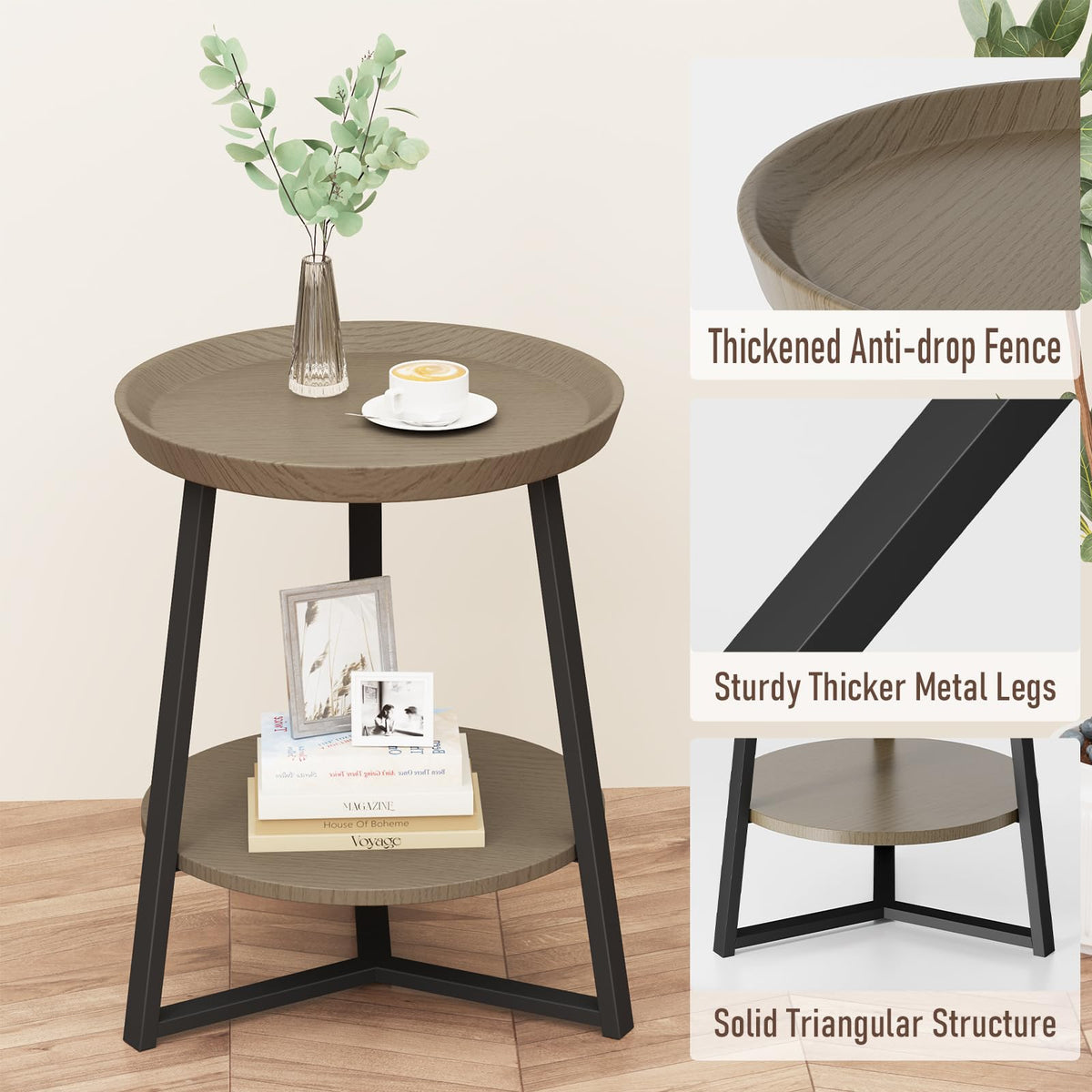 Round 2 Tier End Table with Storage Shelf Q862571