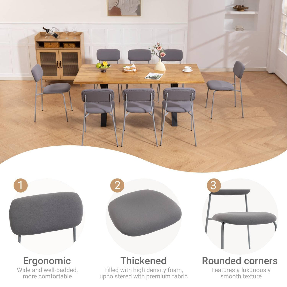 Grey Padded Stackable Chairs Set of 4 H1234