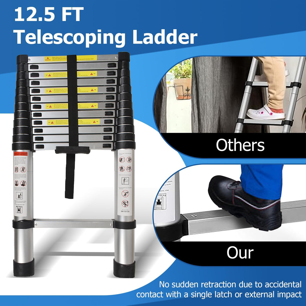 12.5 FT Aluminum Telescoping Ladder U8721