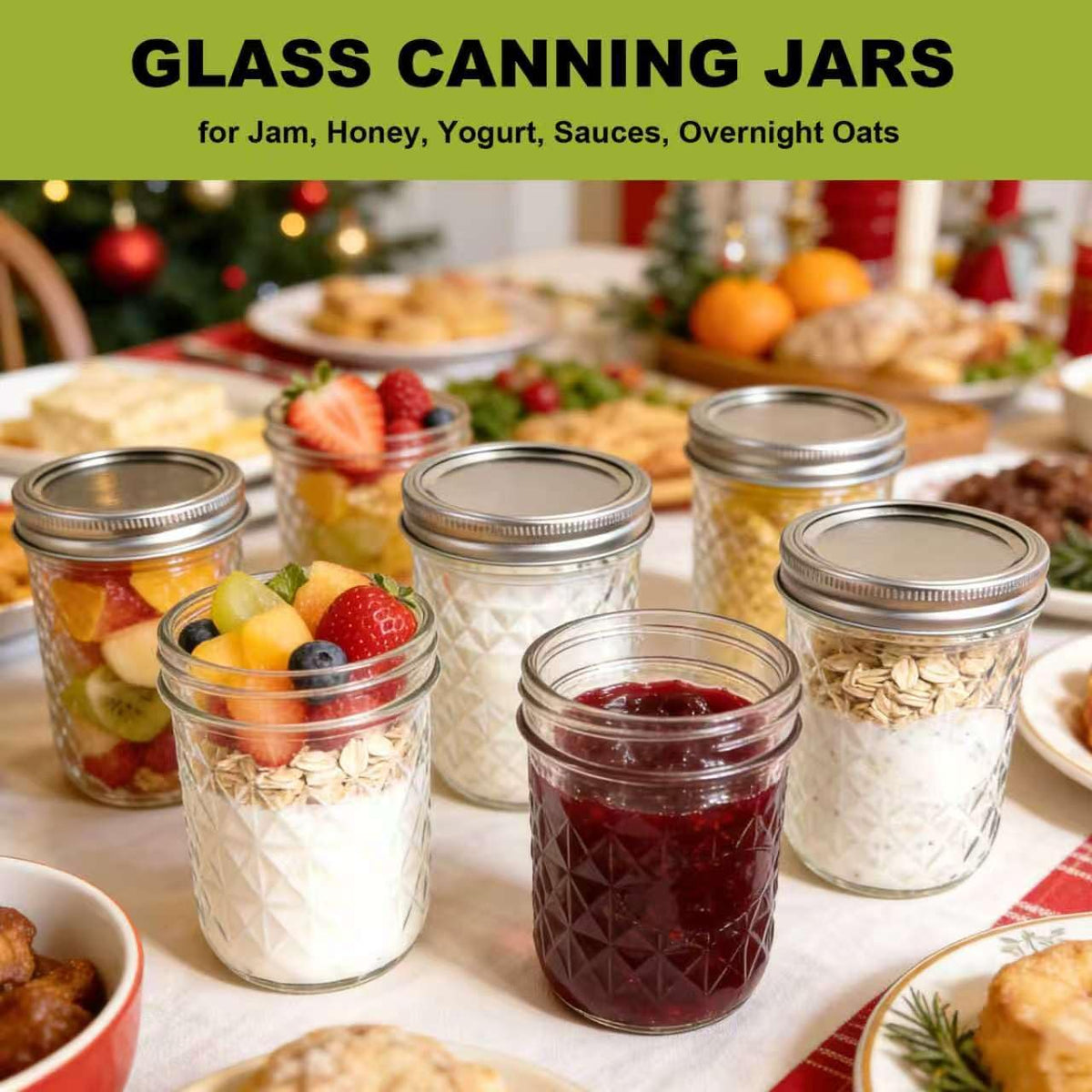 12 Pack Glass Mason Jars with Lids 16 oz & 8 oz E10363