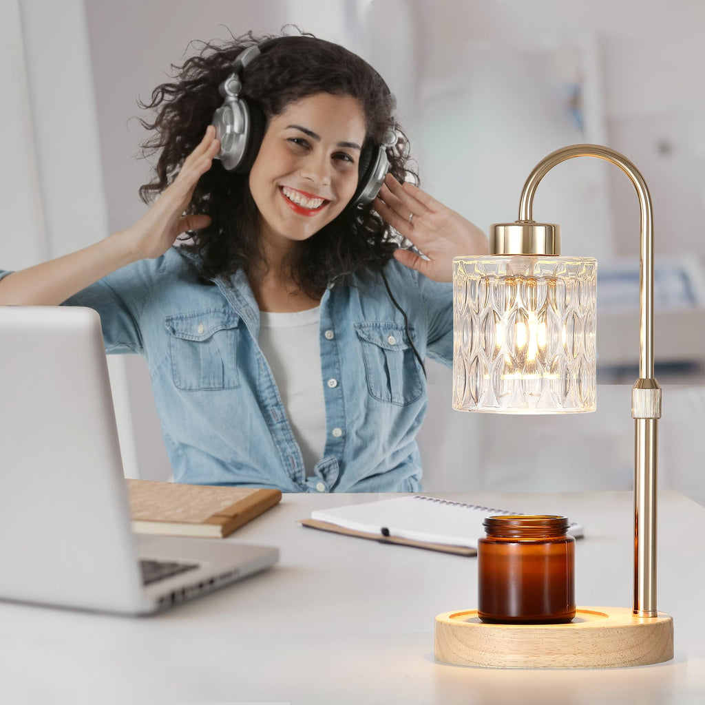 Gold Candle Warmer Lamp with Dimmer and Timer V17220