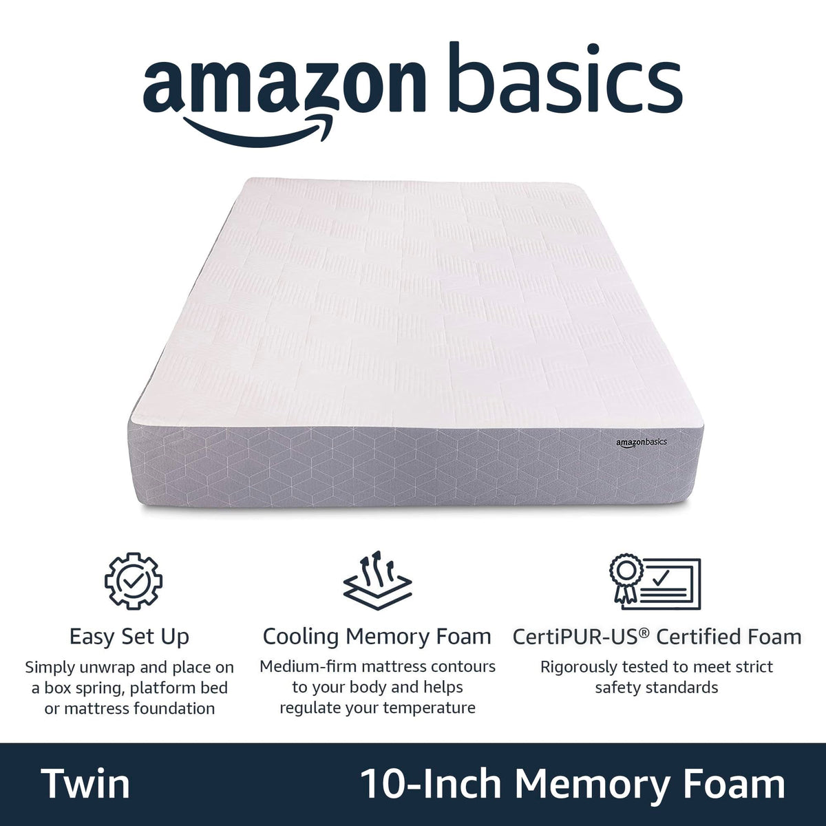 Medium-Firm Cooling Gel Memory Foam Mattress, Twin Size I4651