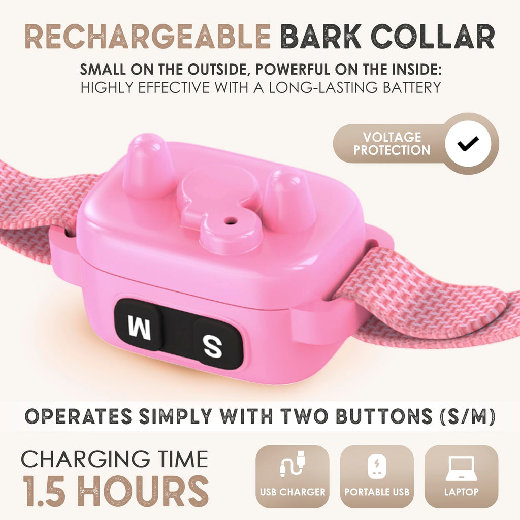 No Shock Rechargeable Bark Collar for Small Dogs 5-15 lbs T183675