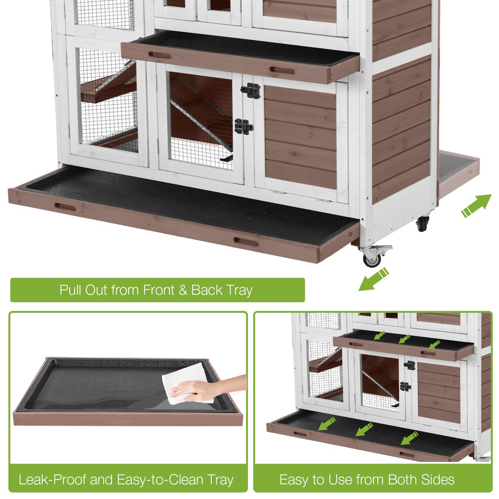 Two-Story Rabbit Hutch with Wheels F59845
