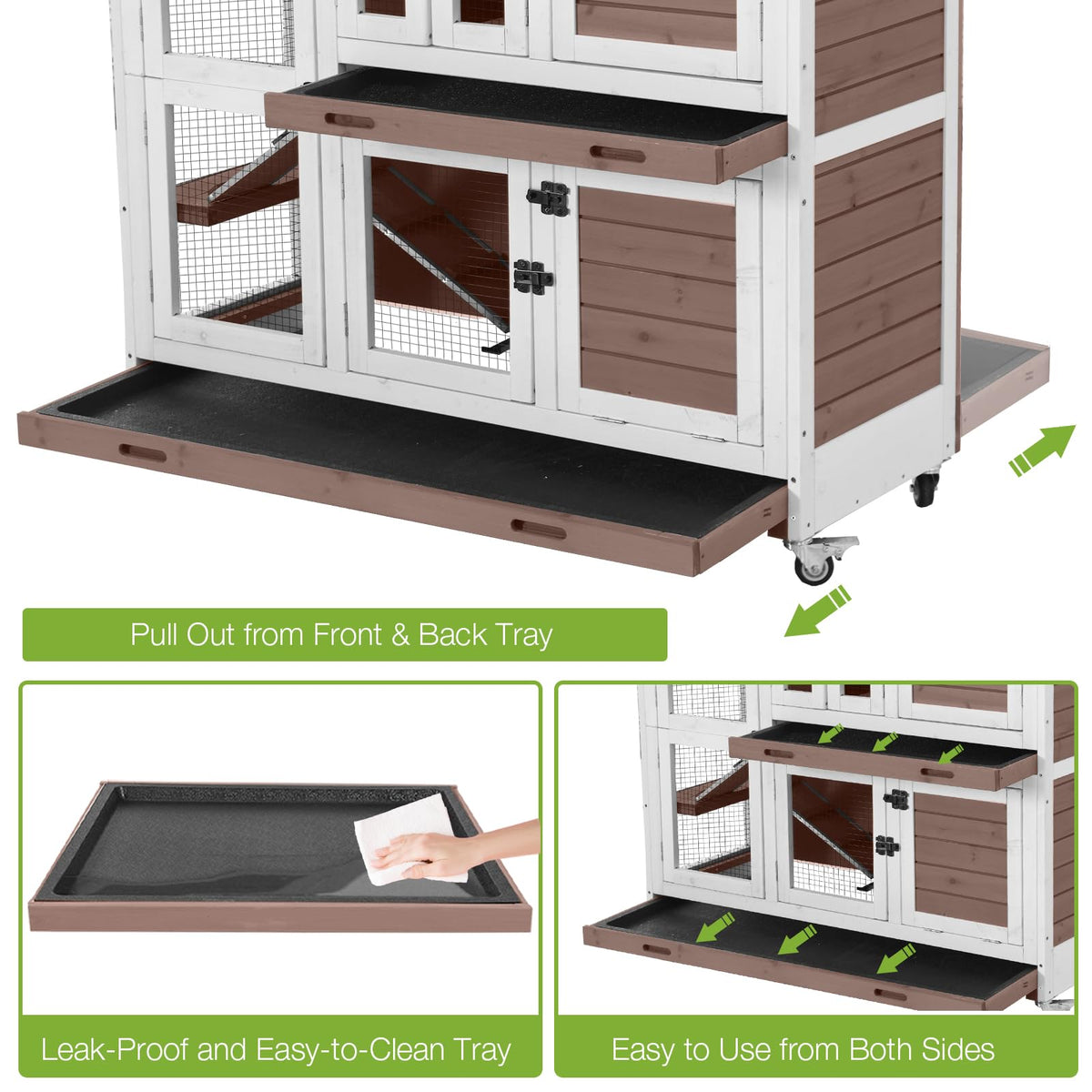 Two-Story Rabbit Hutch with Wheels F59845