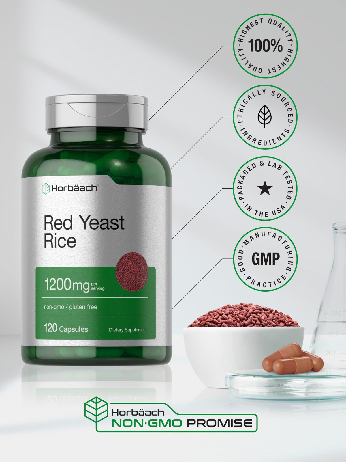 Red Yeast Rice 1200 mg 120 Capsules H35615