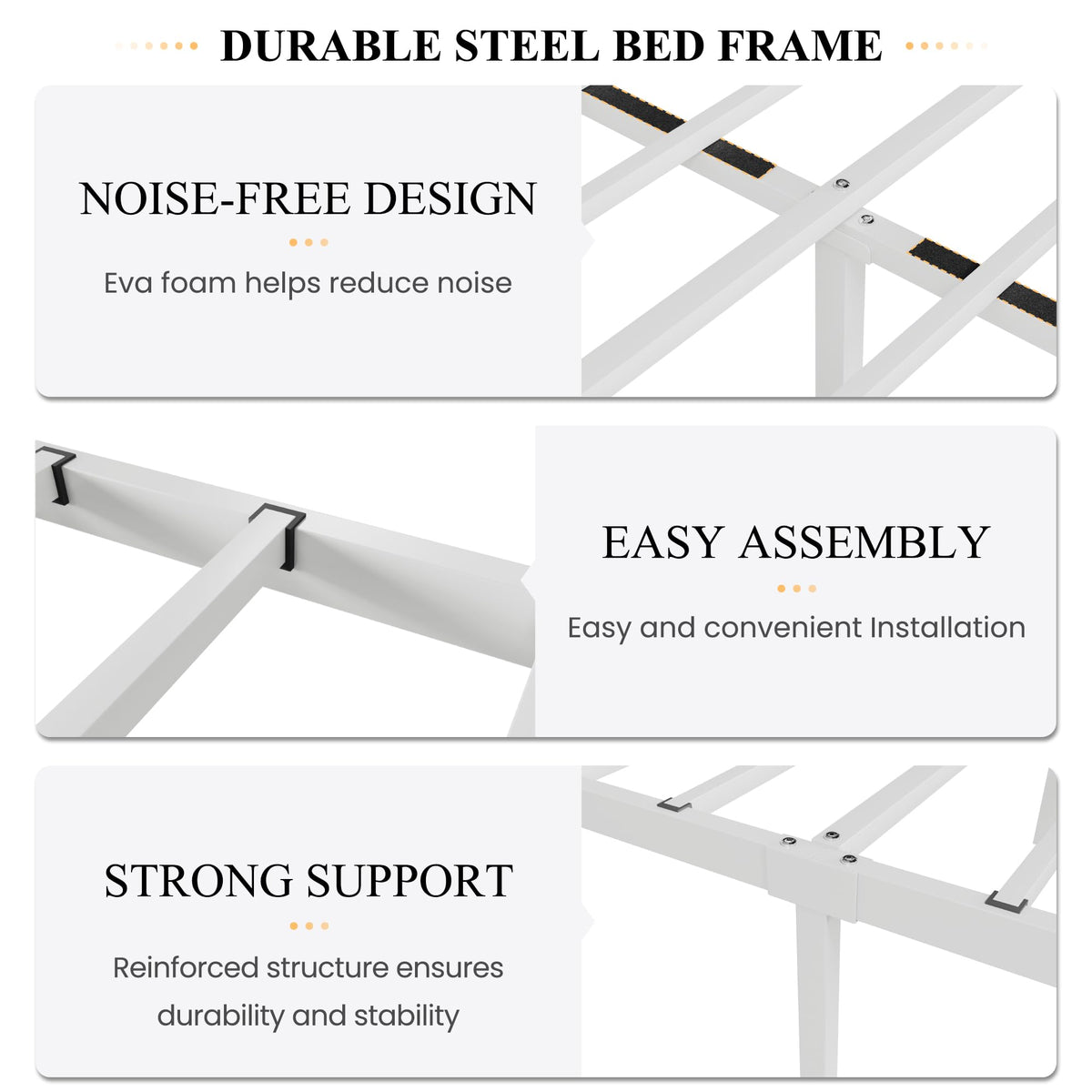 Full Size White Metal Bed Frame with Headboard C620