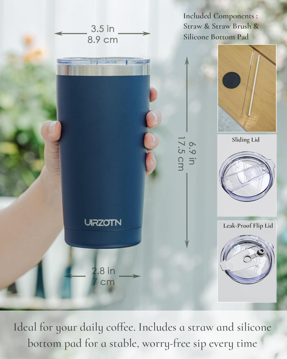 20oz Stainless Steel Insulated Travel Coffee Tumbler with Straw M628