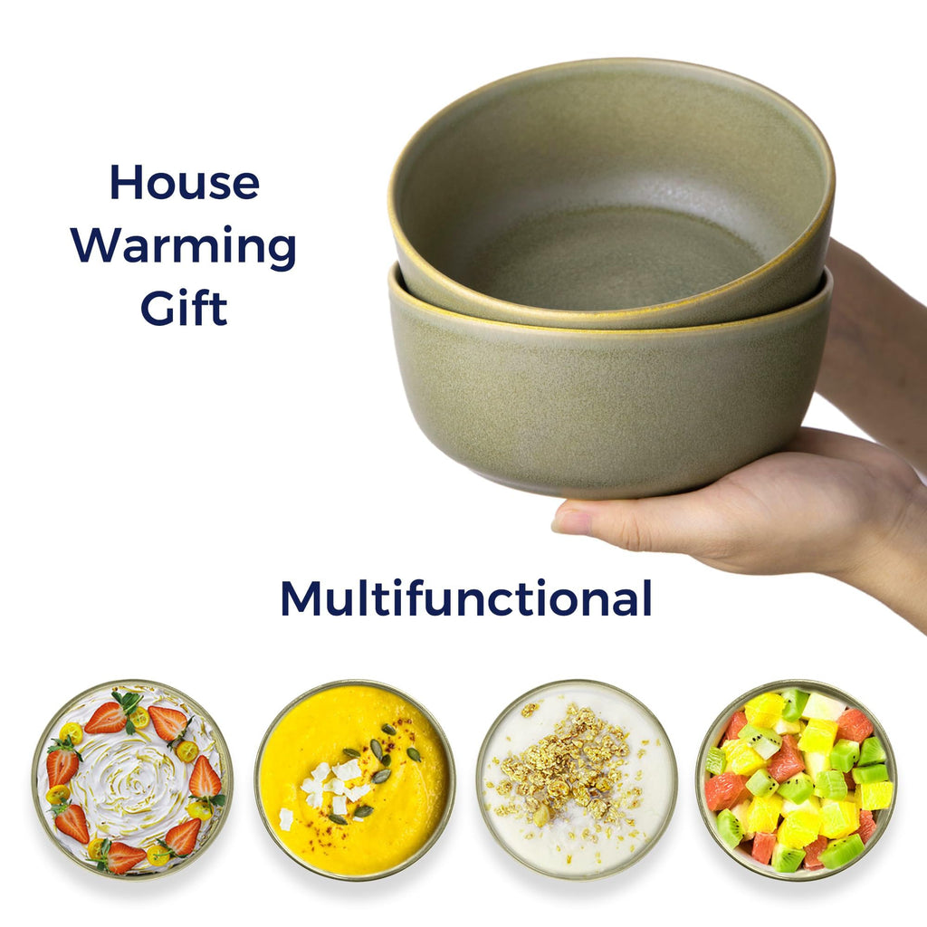 Stoneware Cereal Bowls Set of 4, 26oz Ceramic Bowls L196097