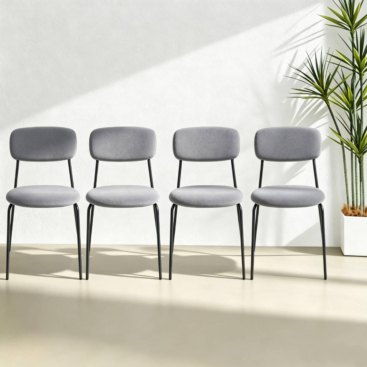 Grey Padded Stackable Chairs Set of 4 H1234