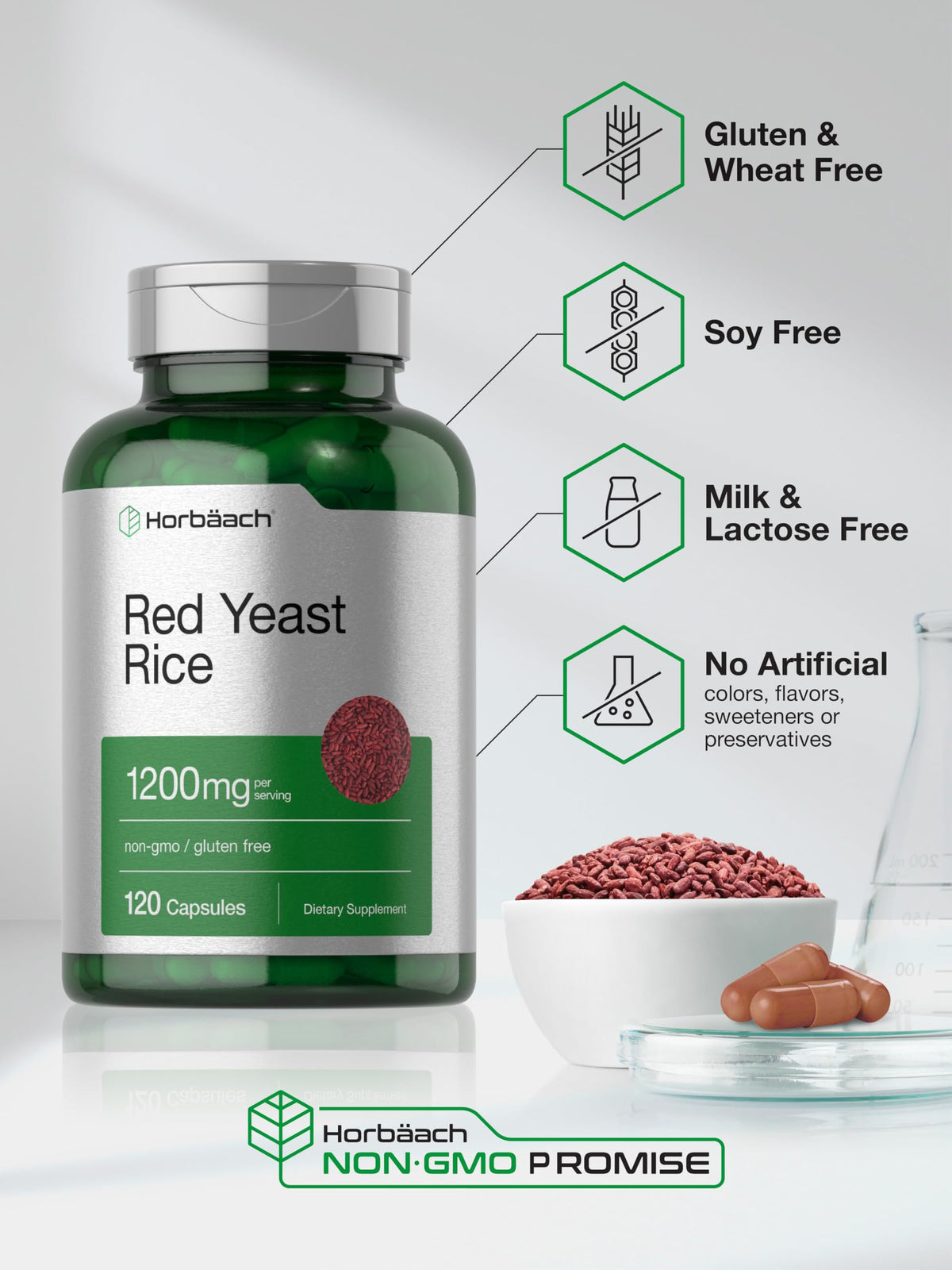 Red Yeast Rice 1200 mg 120 Capsules H35615
