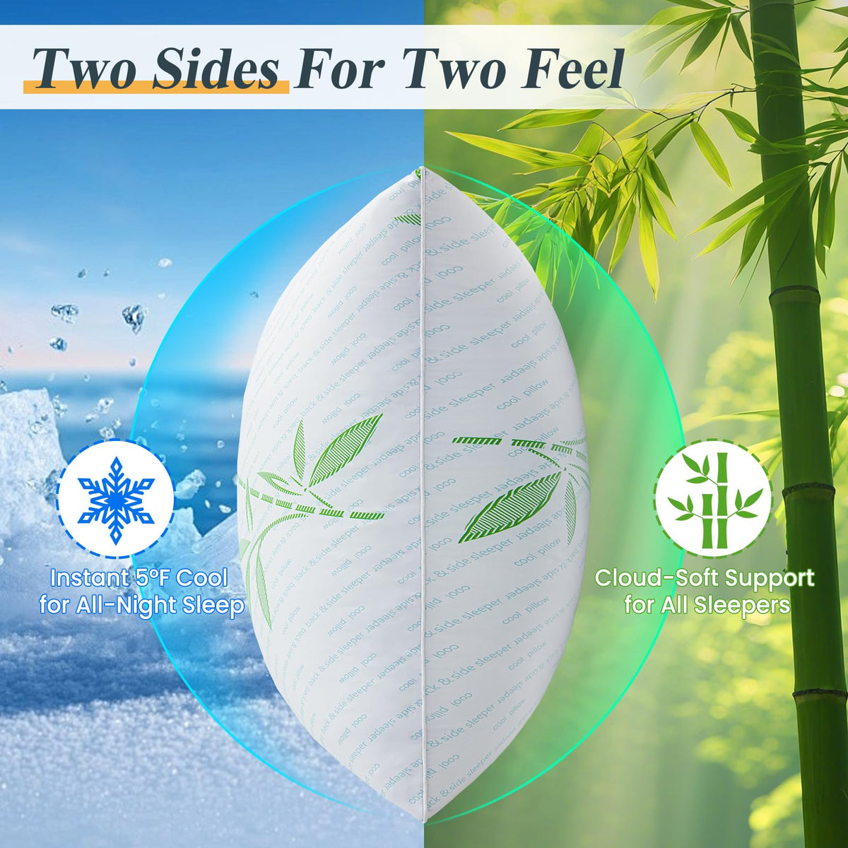 King Size Set of 2 Cooling Hybrid Bed Pillows V57850