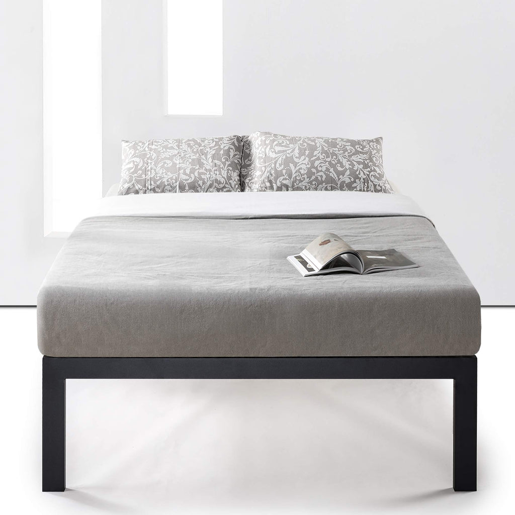 Queen 18 Inch Heavy Duty Steel Platform Bed with Wood Slat T6172