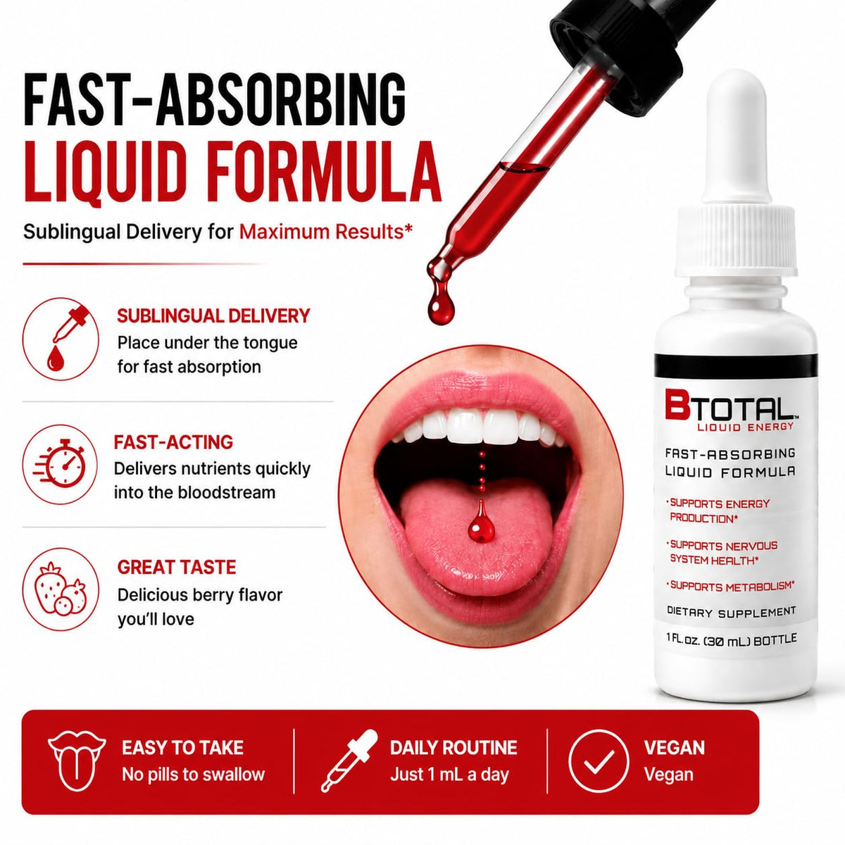 Berry 2 fl oz Sublingual Vitamin B Complex Liquid Drops T4701