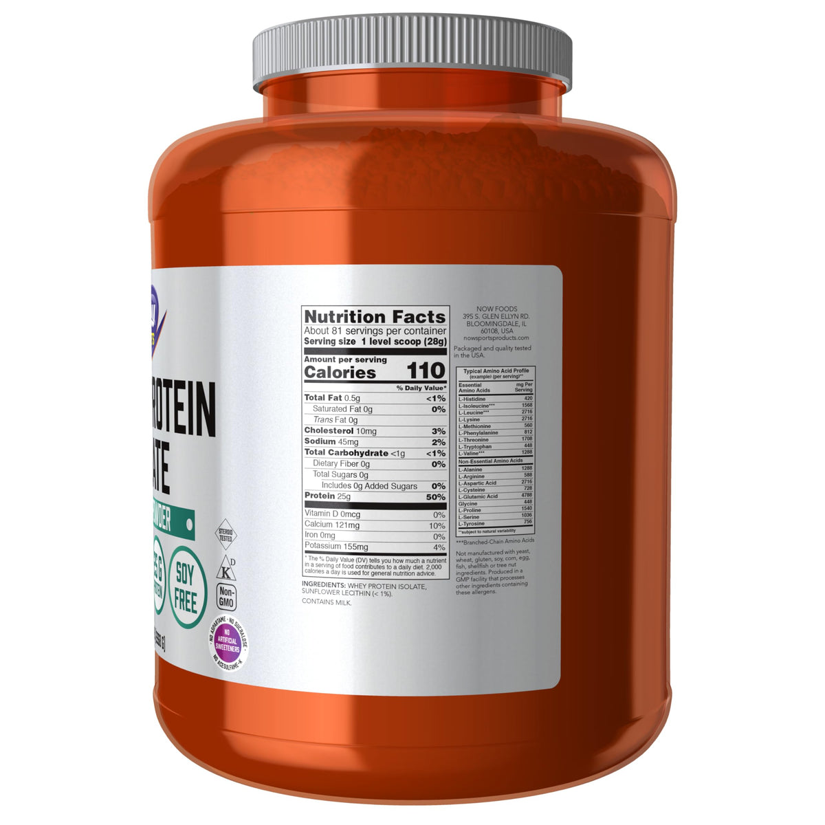 Whey Protein Isolate 24 g With BCAAs Unflavored Powder 5 lbs I68717